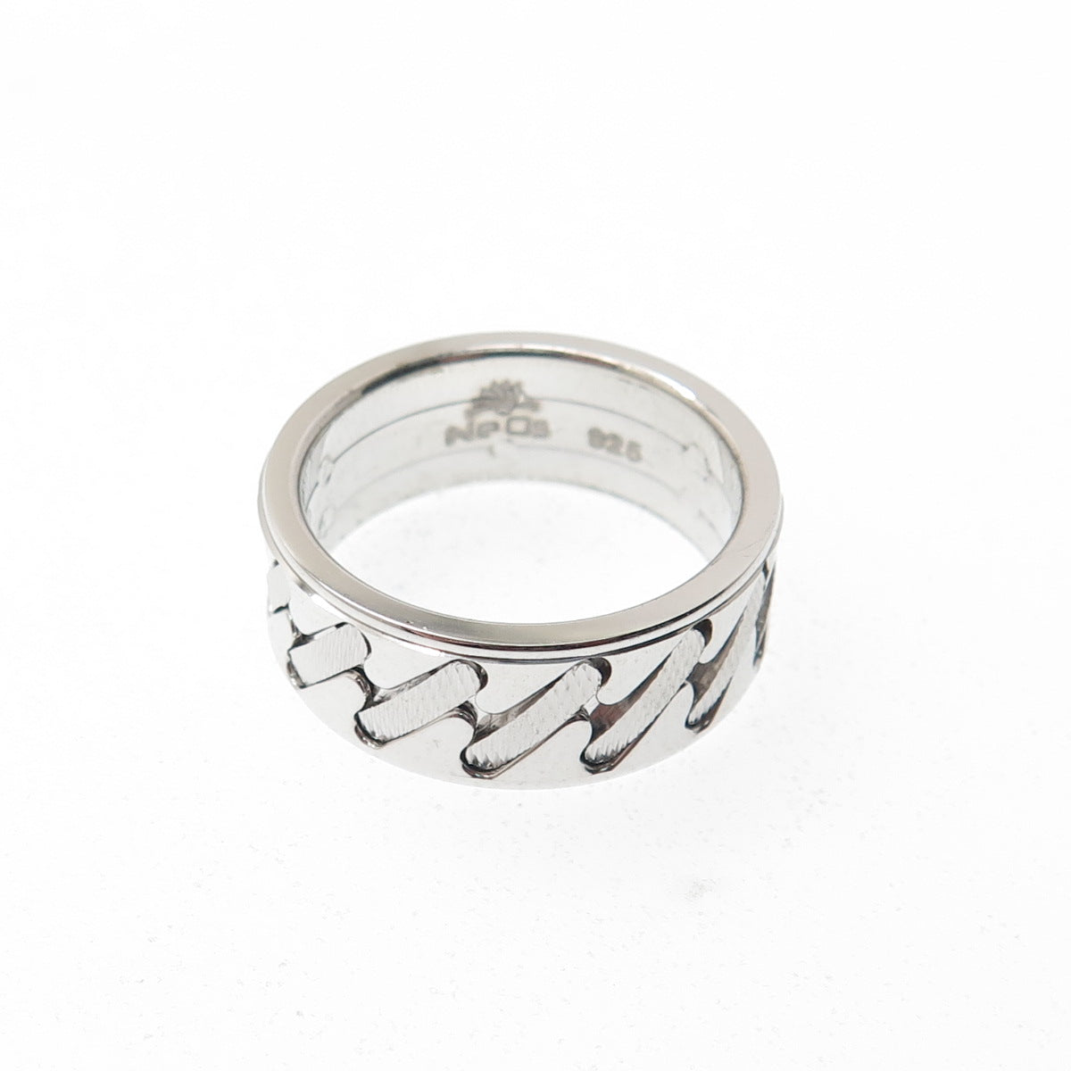 NEOS 925 Sterling Silver Textured Sewing Stitches Band Ring Size 7.75