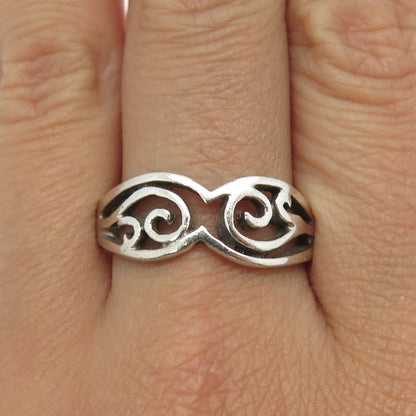 925 Sterling Silver Vintage Swirl Ring Size 10.75