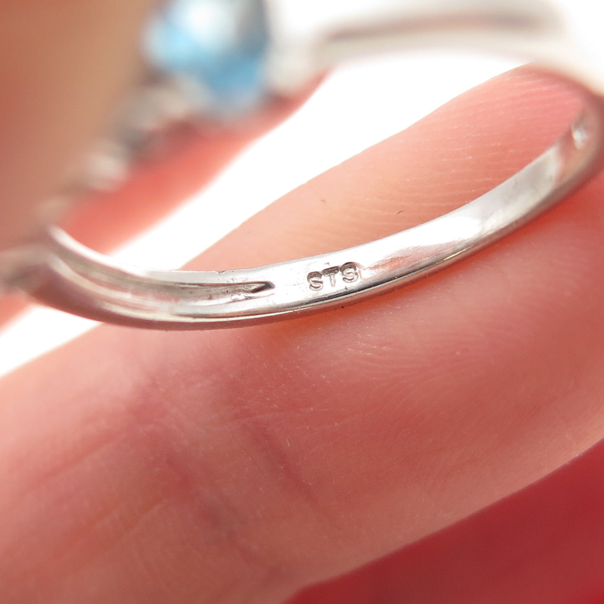 Chuck Clemency 925 Sterling Silver Vintage Real Oval-Cut Blue Topaz Ring Size 8