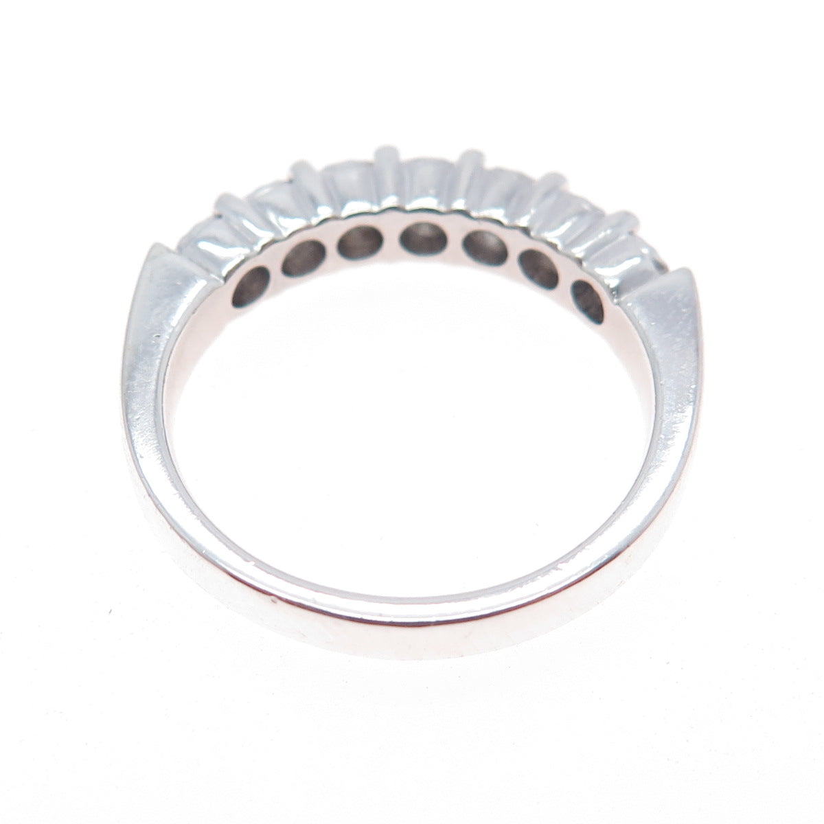 925 Sterling Silver Real Round-Cut Diamond Half Eternity Band Ring Size 7.25