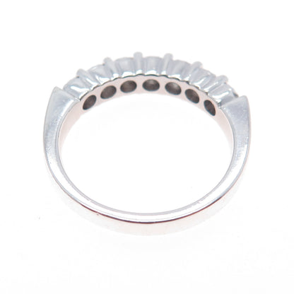 925 Sterling Silver Real Round-Cut Diamond Half Eternity Band Ring Size 7.25