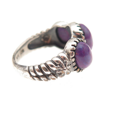 925 Sterling Silver Vintage Real Purple Mohave Turquoise Oxidized Ring Size 6