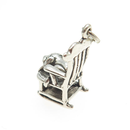 SUN WEST 925 Sterling Silver Vintage Dog in a Rocking Chair Pendant