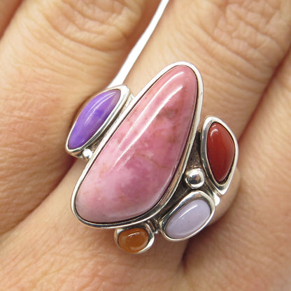 WHITNEY KELLY 925 Sterling Silver Vintage Real Multi-Gem Ring Size 9.5