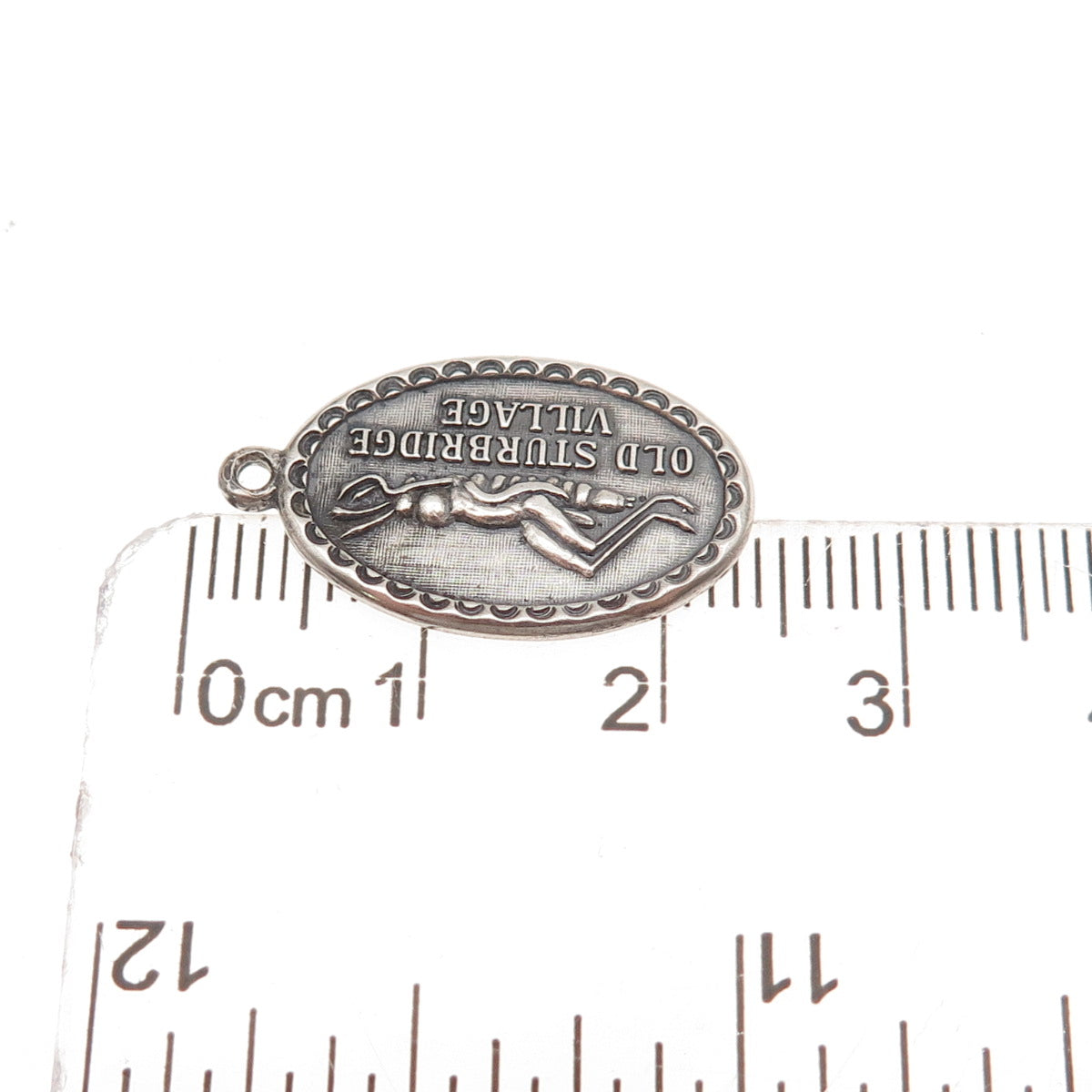 Beau 925 Sterling Silver Vintage Old Sturbridge Village Oxidized Charm Pendant