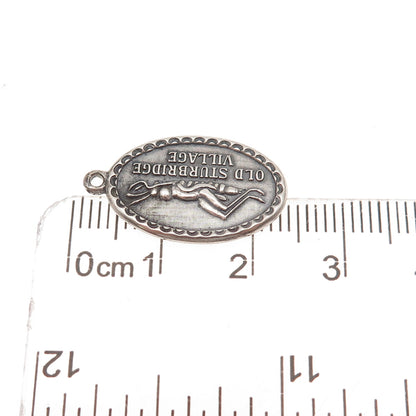 Beau 925 Sterling Silver Vintage Old Sturbridge Village Oxidized Charm Pendant