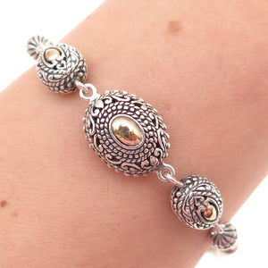 Robert Manse 925 Sterling Silver 18K Gold Vintage Byzantine Link Bracelet 6.5"