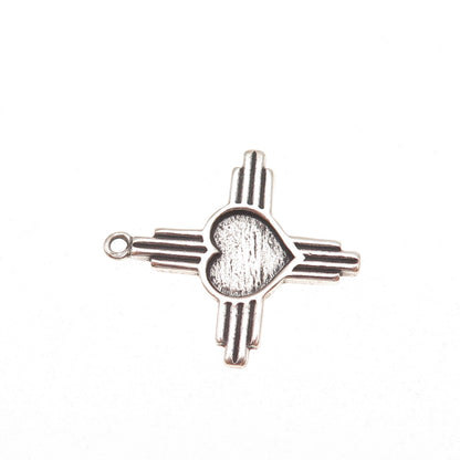 Sunwest 925 Sterling Silver Vintage Heart Cross Oxidized Charm Pendant