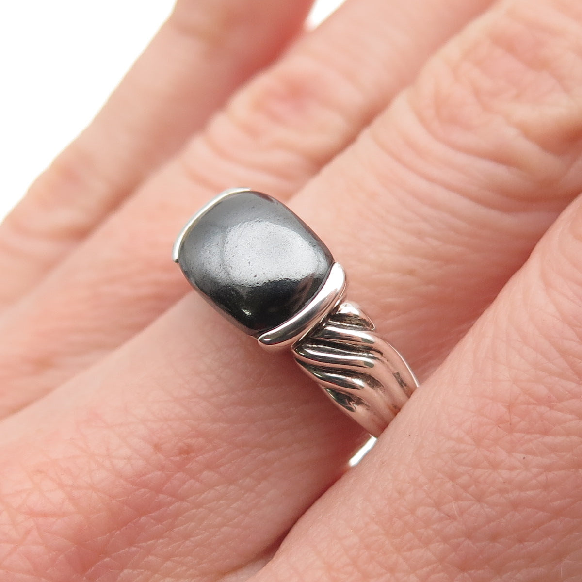 Michelle Albala 925 Sterling Silver Vintage Real Hematite Ring Size 7