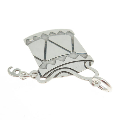 925 Sterling Silver Vintage Drum Musical Instrument Charm Pendant