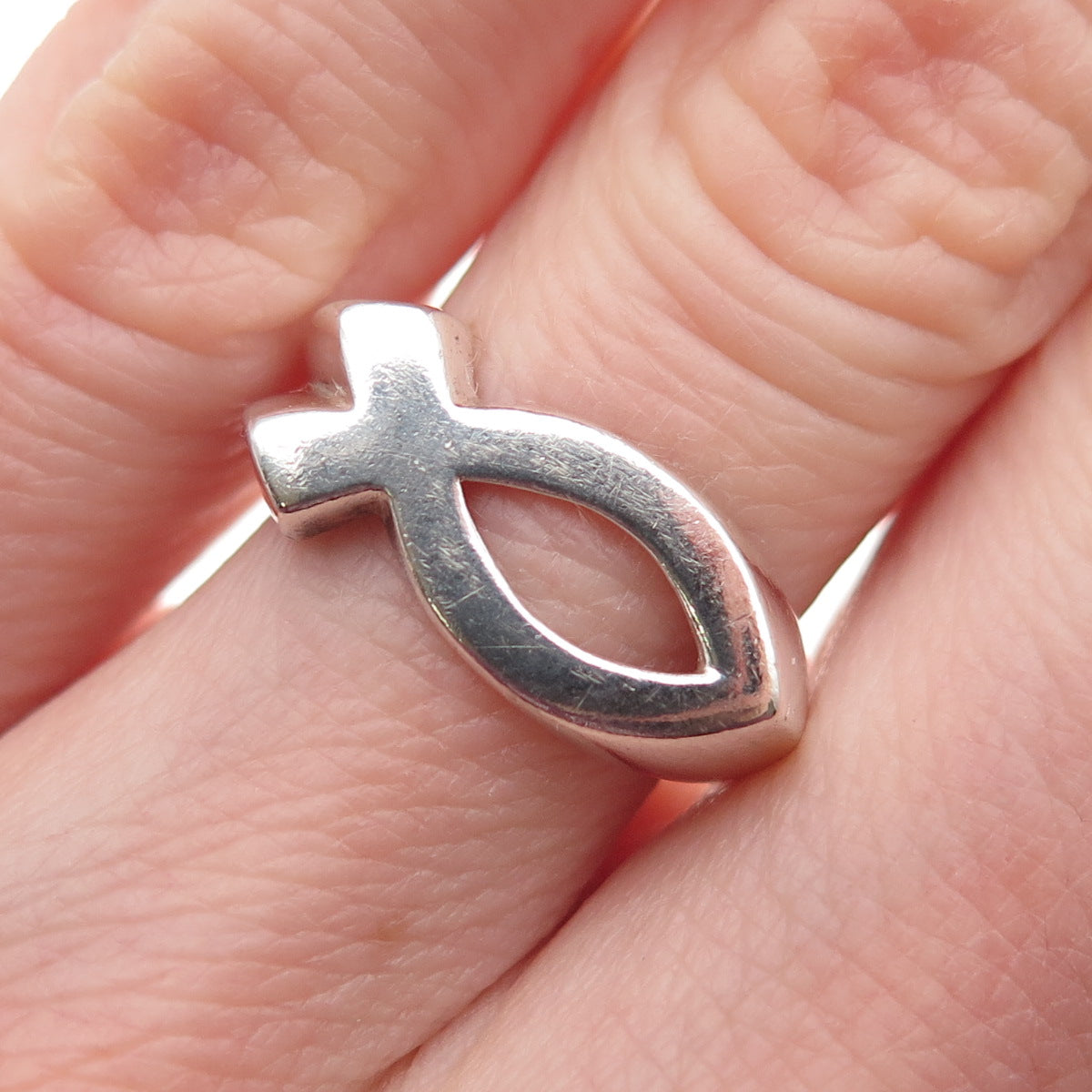 Chapal Zenray 925 Sterling Silver Vintage Ichthys Religious Ring Size 4.75