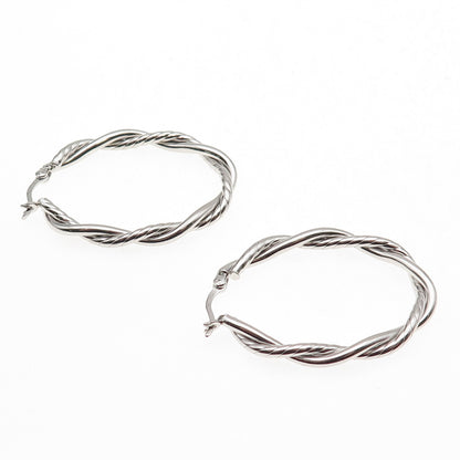 925 Sterling Silver Twisted Hoop Earrings