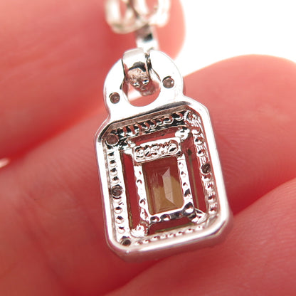 Charles Winston 925 Sterling Silver Real Diamond & Peridot Dangle Earrings