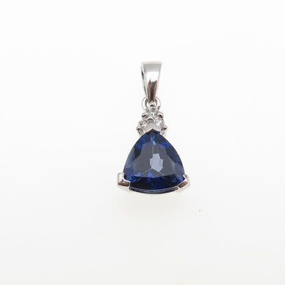 JH YOUNG 925 Sterling Silver Blue & White C Z Mini Charm Pendant
