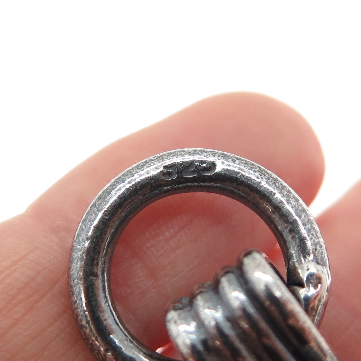 925 Sterling Silver Vintage Roped Bow Link Heavy 81.3g Oxidized Bracelet 7.75"