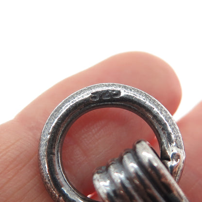 925 Sterling Silver Vintage Roped Bow Link Heavy 81.3g Oxidized Bracelet 7.75"