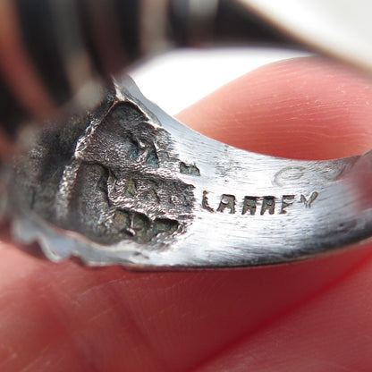 LARREY 925 Sterling Silver Vintage Mexico Modernist Dome Oxidized Ring Size 8.75