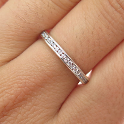 DIAG 925 Sterling Silver Round-Cut C Z Half Eternity Band Ring Size 7.25