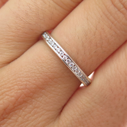 DIAG 925 Sterling Silver Round-Cut C Z Half Eternity Band Ring Size 7.25