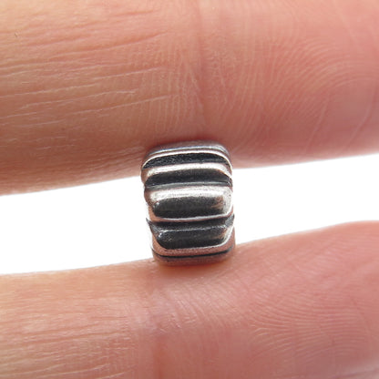 PANDORA 925 Sterling Silver Oxidized Ribbed Clip Charm