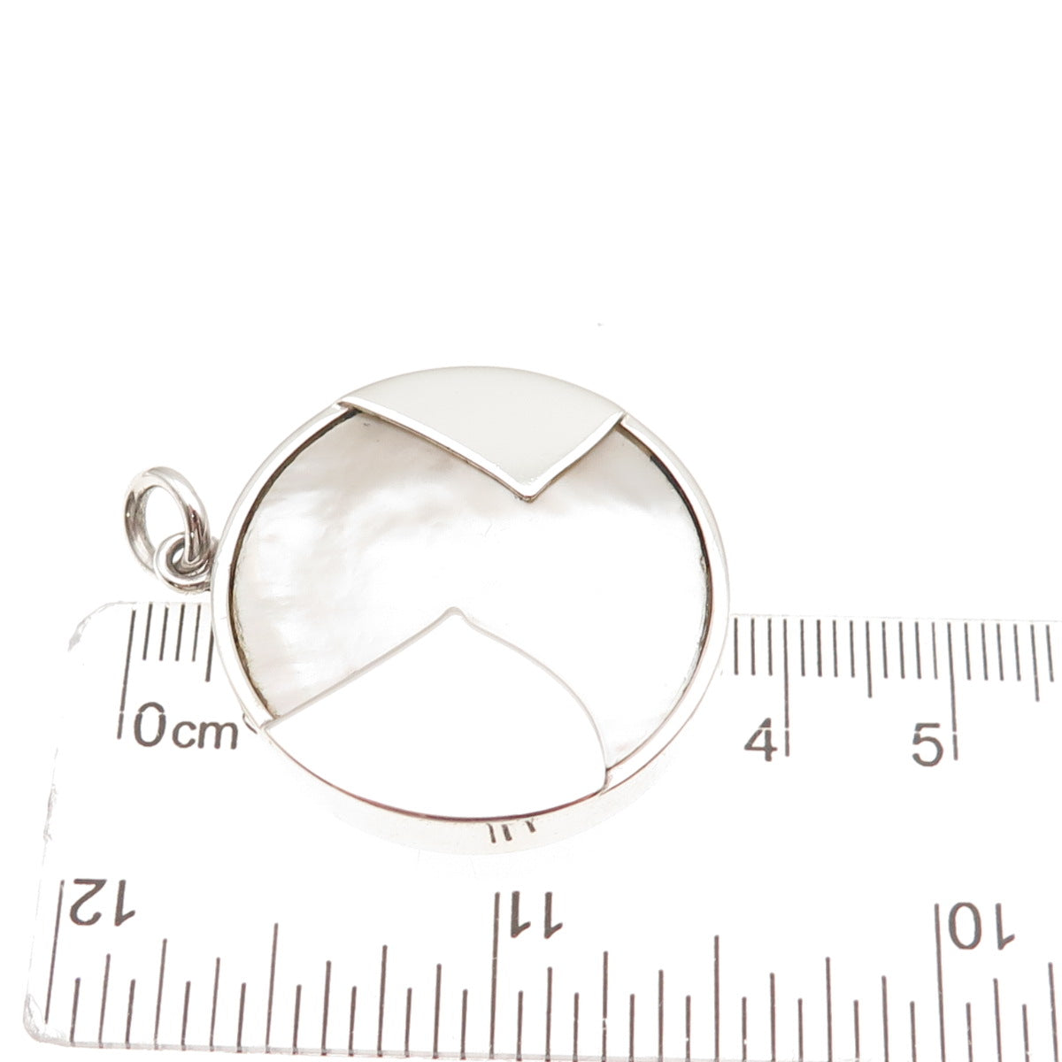 925 Sterling Silver Vintage 1974 IFH London Real MOP Modernist Charm Pendant
