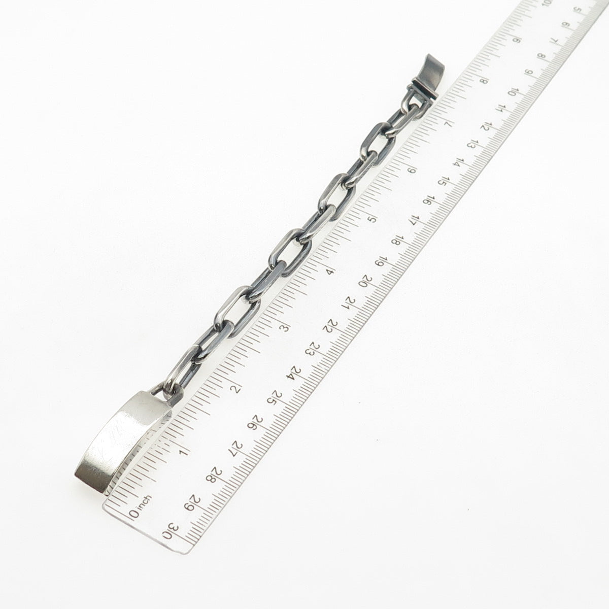 925 Sterling Silver Vintage Oxidized Cable Link ID Bracelet 6.5"