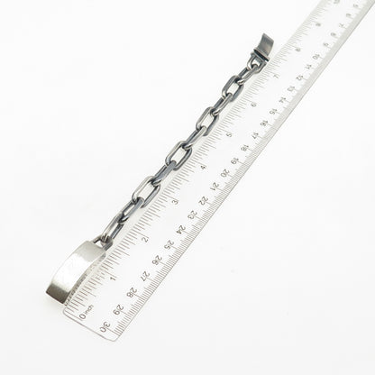 925 Sterling Silver Vintage Oxidized Cable Link ID Bracelet 6.5"