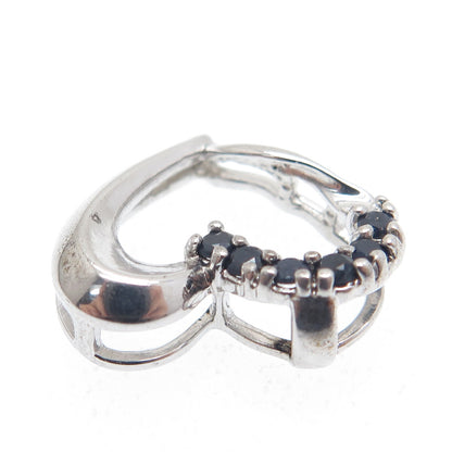 925 Sterling Silver Real Round-Cut Sapphire Heart Minimalist Slide Pendant
