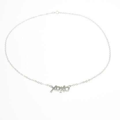 925 Sterling Silver "XOX" Hugs & Kisses Rolo Chain Necklace 16"