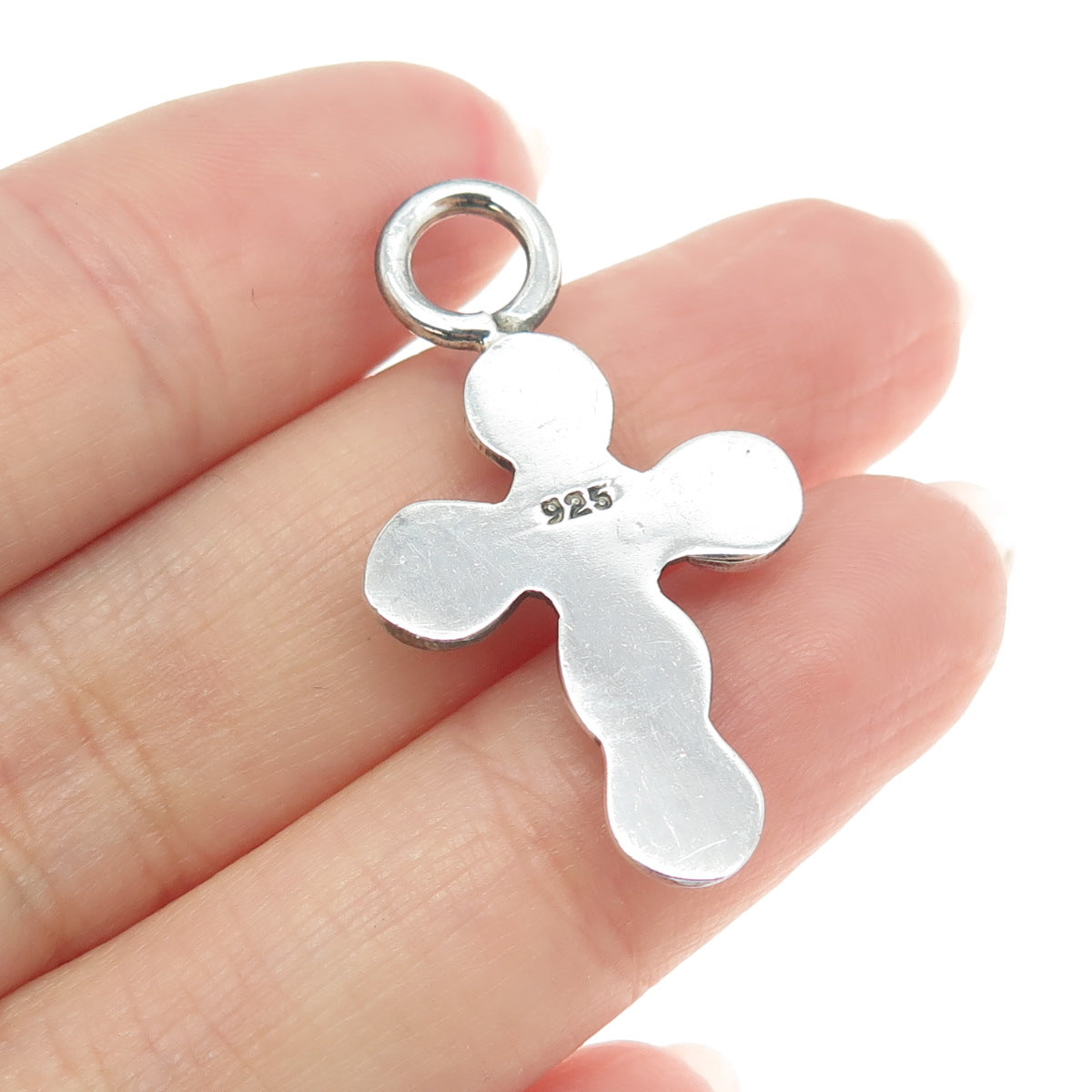 925 Sterling Silver Vintage Half Ball Cross Charm Pendant