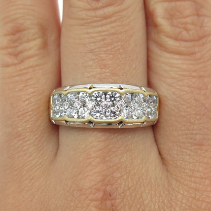 925 Sterling Silver 2-Tone Round-Cut C Z Modernist Ring Size 10.25