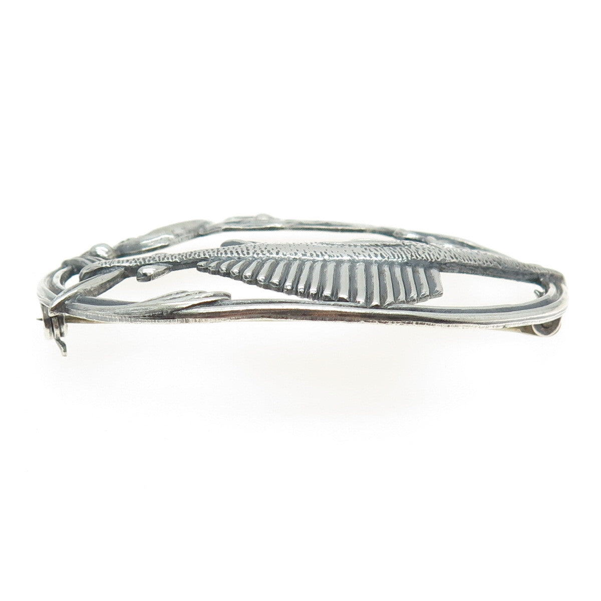 925 Sterling Silver Antique Art Deco Sailfish Repousse Pin Brooch