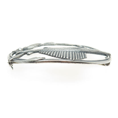 925 Sterling Silver Antique Art Deco Sailfish Repousse Pin Brooch