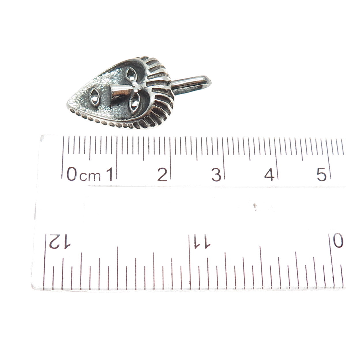 925 Sterling Silver Vintage Italy African Tribal Mask Oxidized Charm Pendant