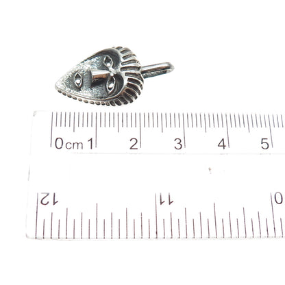 925 Sterling Silver Vintage Italy African Tribal Mask Oxidized Charm Pendant