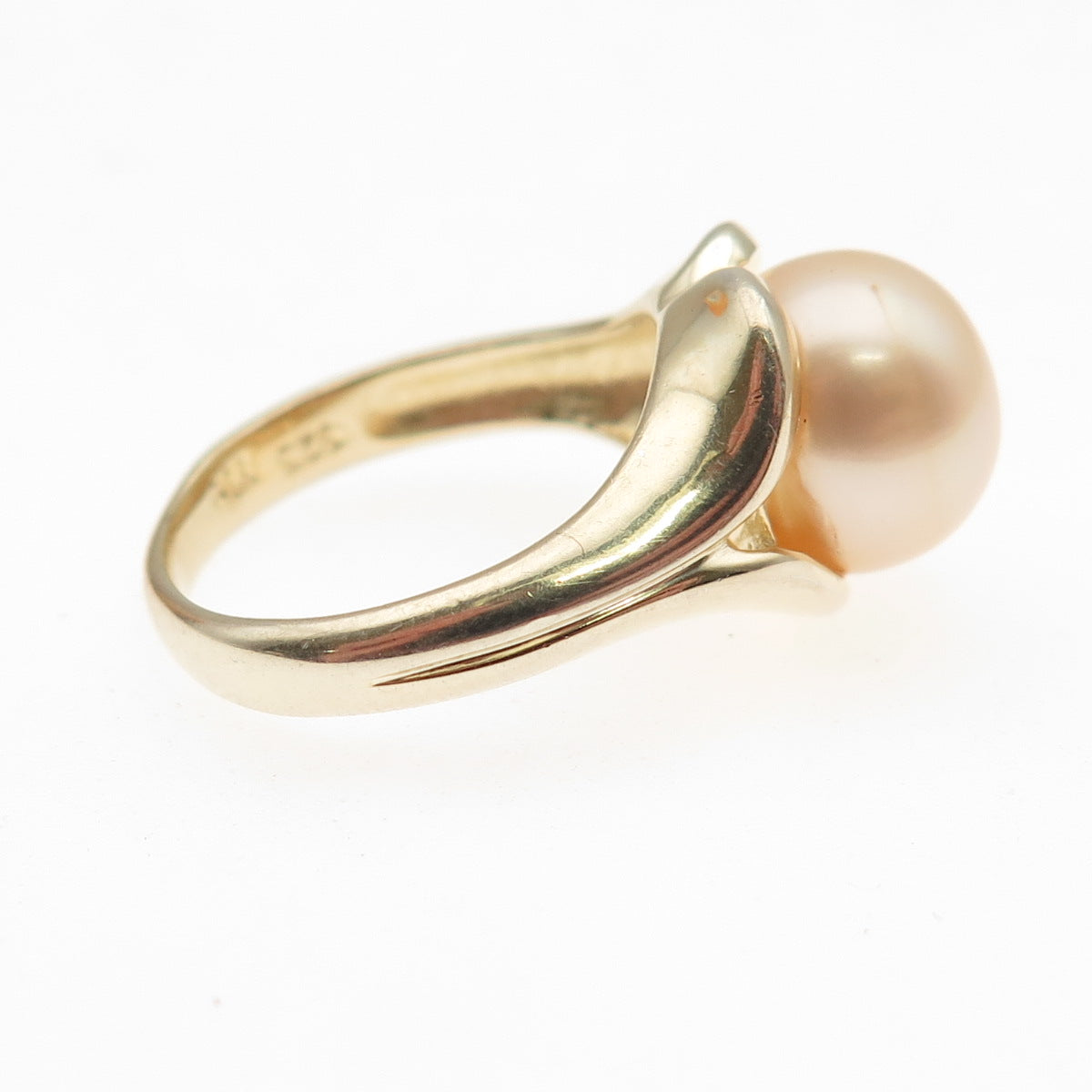 LUCAS LAMETH 925 Sterling Silver Gold Plated Vintage Real Pearl Ring Size 5
