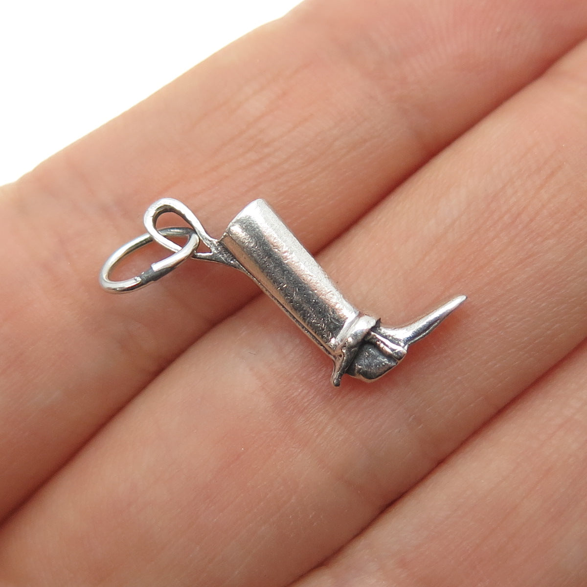 925 Sterling Silver Vintage Horse Riding Boot Oxidized Mini Charm Pendant
