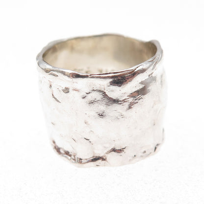 925 Sterling Silver 14K Gold Vintage Real Opal Modernist Ring Size 8