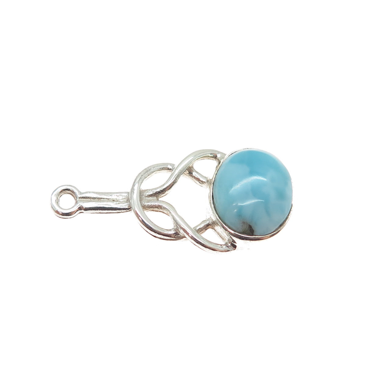 925 Sterling Silver Vintage Real Larimar Modernist Love Knot Pendant