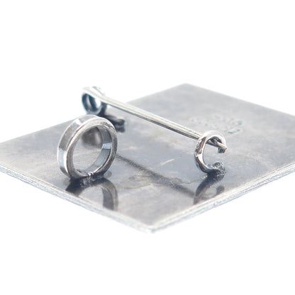 925 Sterling Silver Vintage Ecuador Tribal Symbol Oxidized Pin Pendant