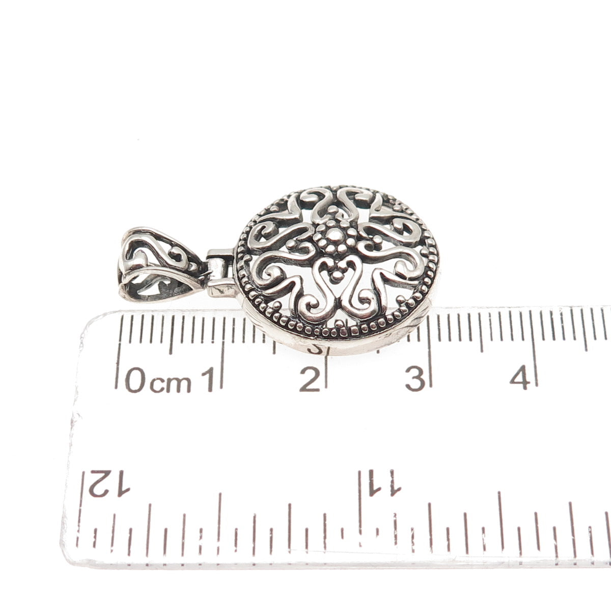 925 Sterling Silver Vintage Ornate Oxidized Charm Pendant
