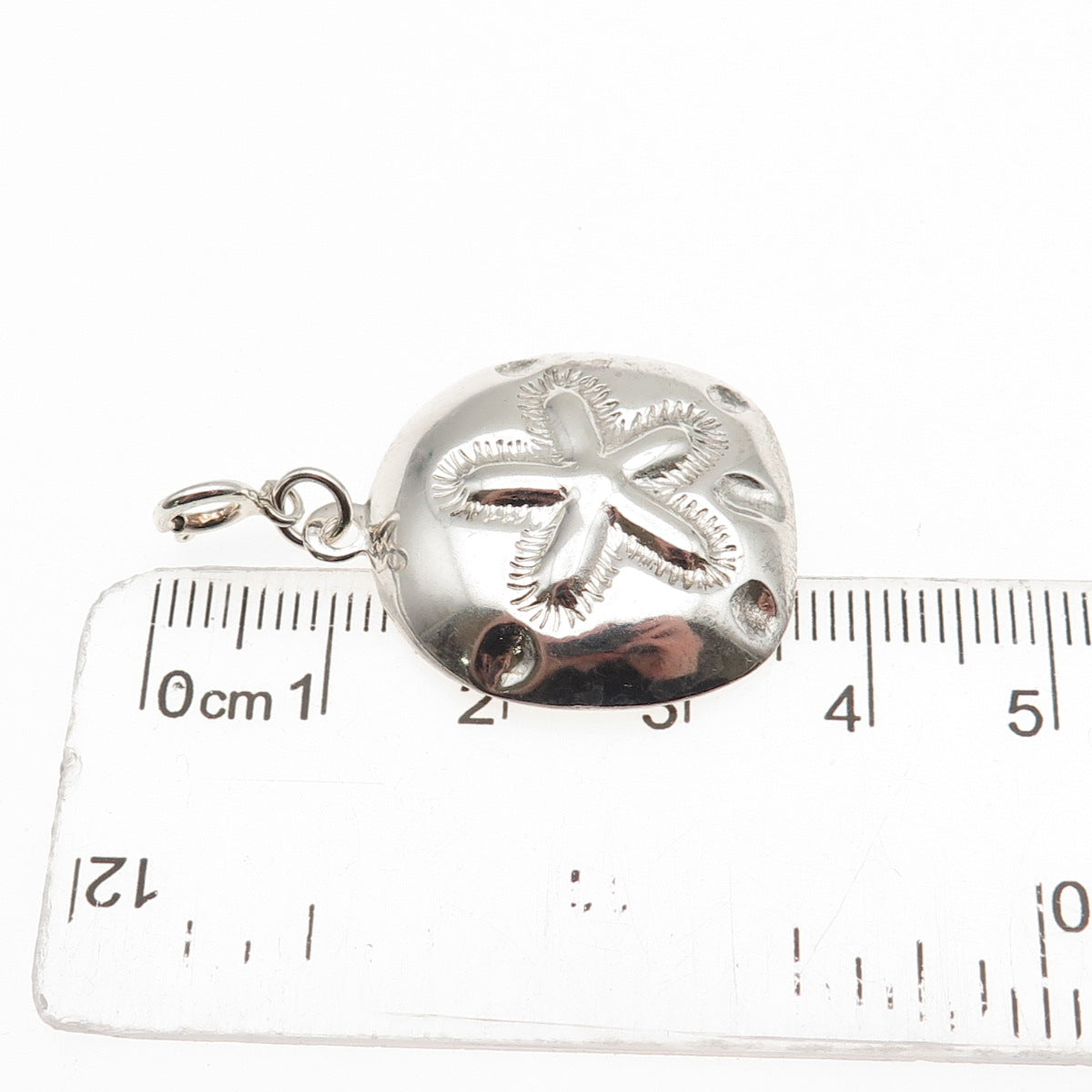 SX Sally C Sterling Silver Vintage Sand Dollar Spring Ring Lock Charm Pendant