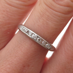 Antique Art Deco Platinum Real Round-Cut Diamond Ring Size 7