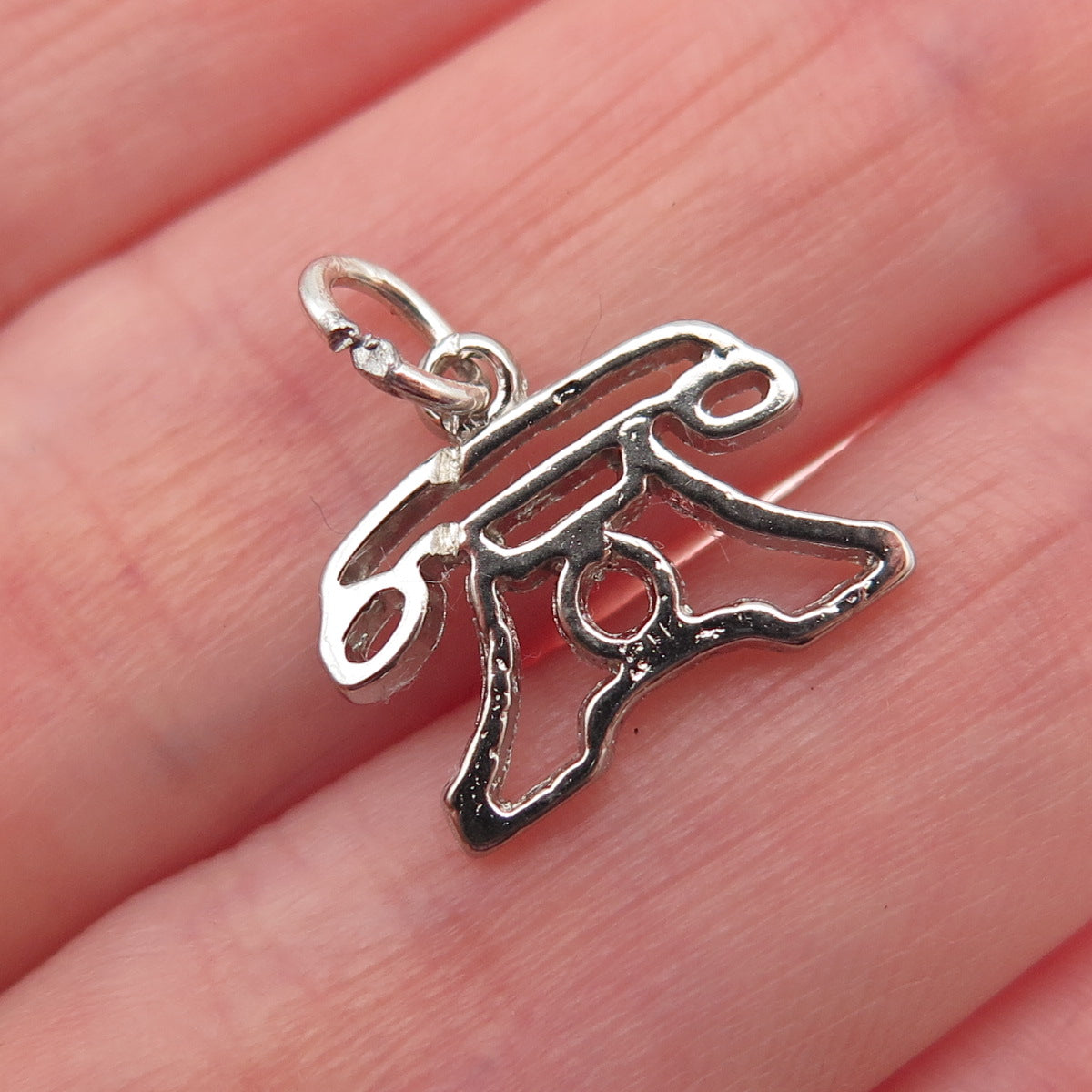 925 Sterling Silver Vintage Retro Phone Mini Charm Pendant