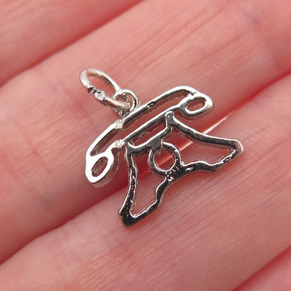925 Sterling Silver Vintage Retro Phone Mini Charm Pendant