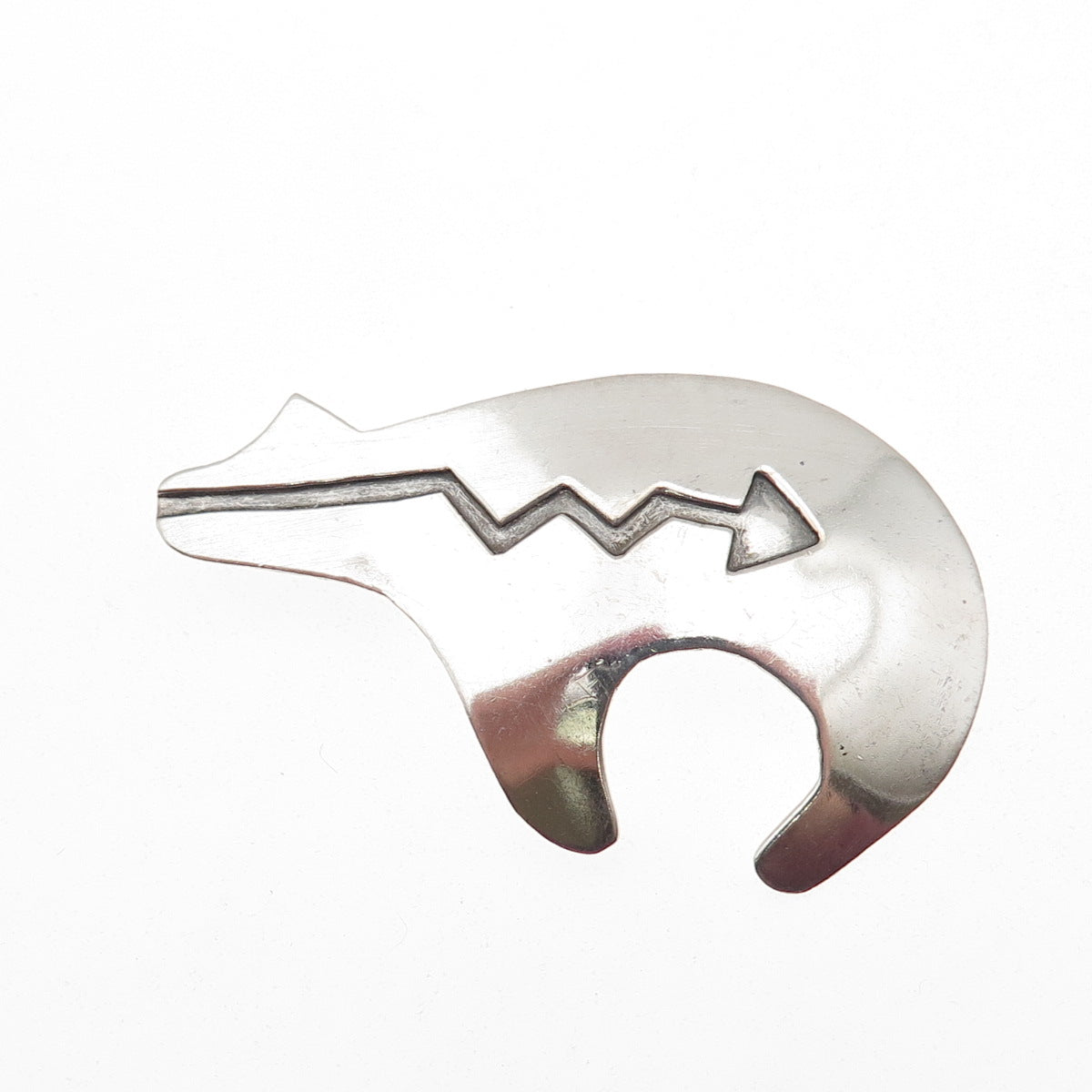Old Pawn 925 Sterling Silver Vintage Southwestern Native Bear Arrow Pin Brooch