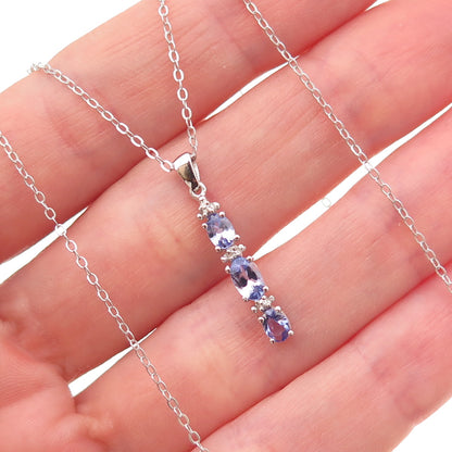 Chuck Clemency 925 Sterling Silver Real Tanzanite Cable Chain Necklace 20"