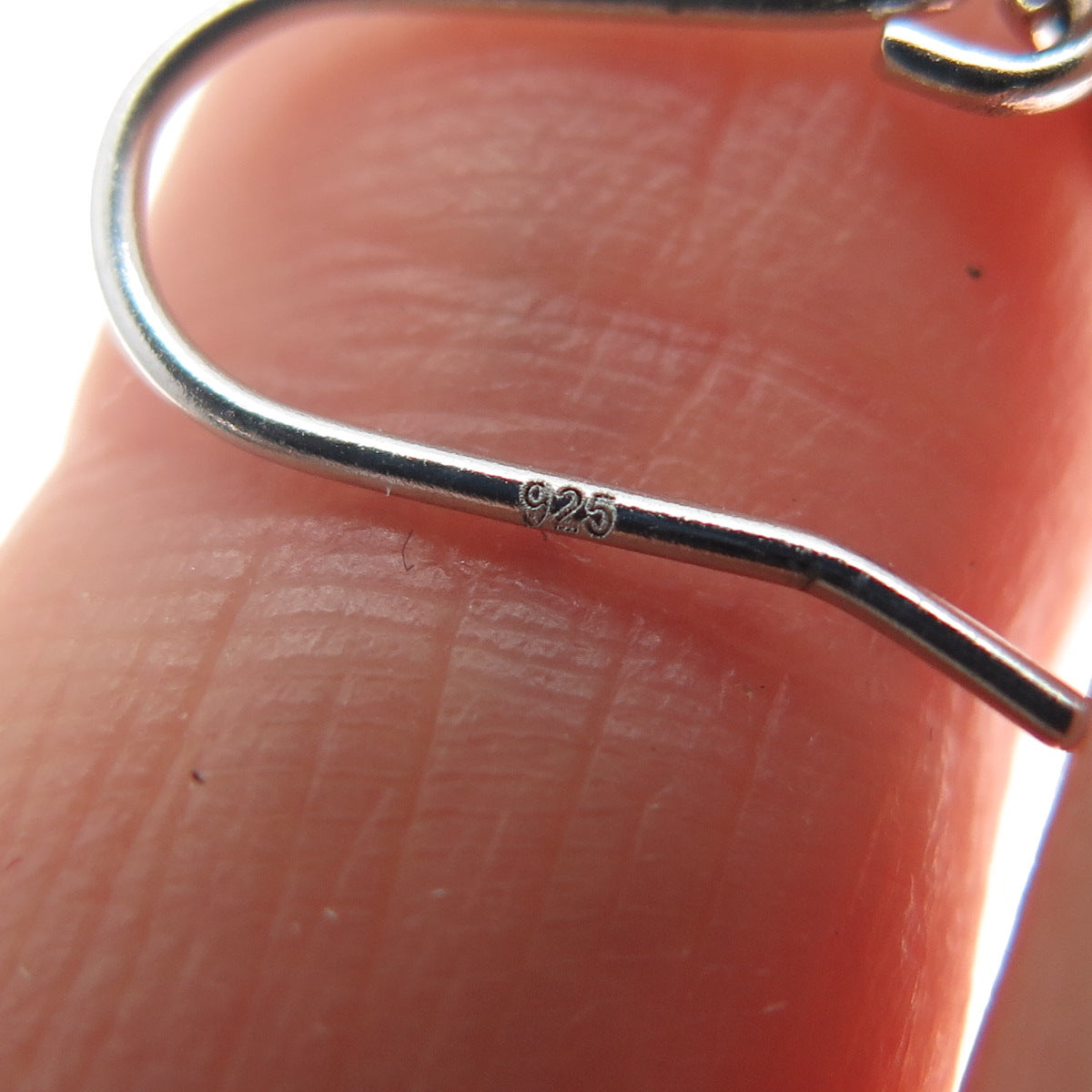 925 Sterling Silver Real Rose Chalcedony & Amethyst Dangle Earrings