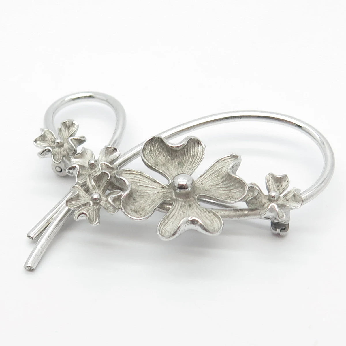 925 Sterling Silver Vintage Beau Floral Pin Brooch
