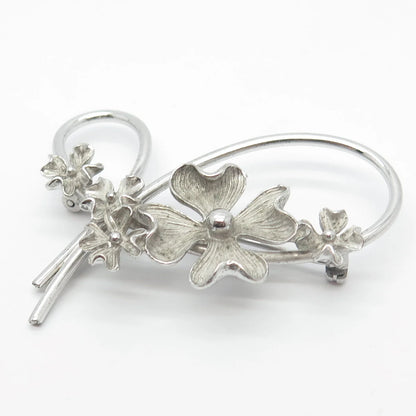 925 Sterling Silver Vintage Beau Floral Pin Brooch